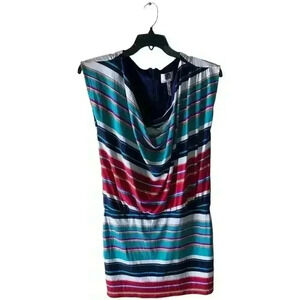 Laundry by Design Dress Size Medium Lined Striped Cowl Neckline Stretch